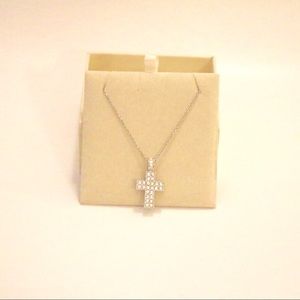Silver Swarovski Crystal Cross Necklace